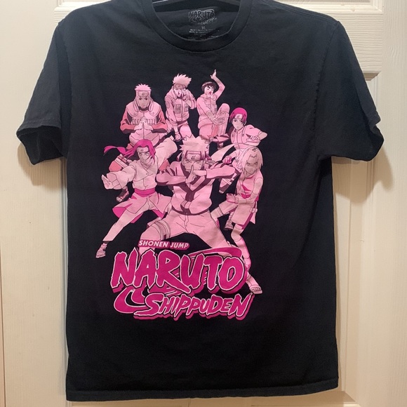 Naruto Shippuden Anime Size Medium Black T-shirt Pink Character print 2007 - Picture 2 of 6